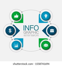 Vector circular infographic diagram, template for business, presentations, web design, 6 options.