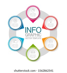Vector circular infographic diagram, template for business, presentations, web design, 6 options.