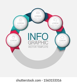 Vector circular infographic diagram, template for business, presentations, web design, 5 options.