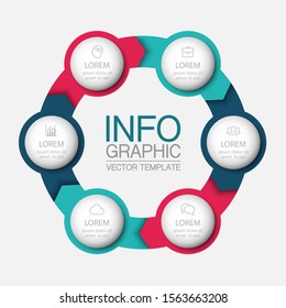 Vector circular infographic diagram, template for business, presentations, web design, 6 options.