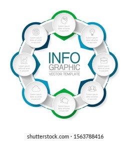 Vector circular infographic diagram, template for business, presentations, web design, 8 options.