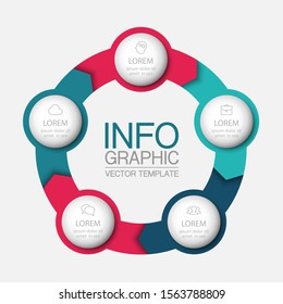 Vector circular infographic diagram, template for business, presentations, web design, 5 options.