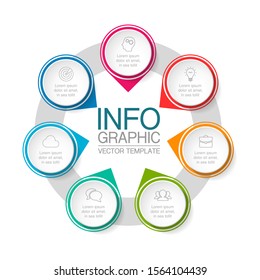 Vector circular infographic diagram, template for business, presentations, web design, 7 options.