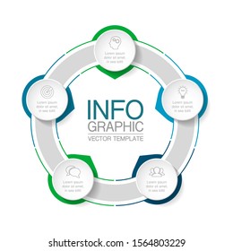 Vector circular infographic diagram, template for business, presentations, web design, 5 options.