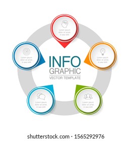 Vector circular infographic diagram, template for business, presentations, web design, 5 options.