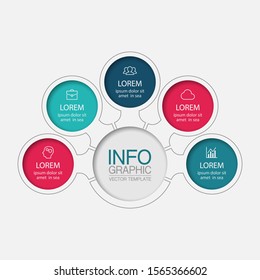 Vector circular infographic diagram, template for business, presentations, web design, 5 options.