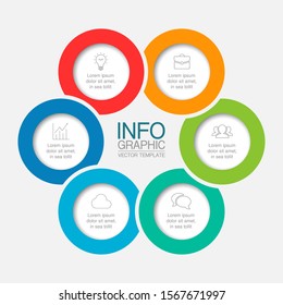 Vector circular infographic diagram, template for business, presentations, web design, 6 options.
