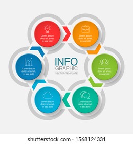 Vector circular infographic diagram, template for business, presentations, web design, 6 options.