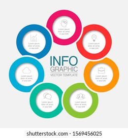 Vector circular infographic diagram, template for business, presentations, web design, 7 options.