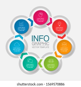 Vector circular infographic diagram, template for business, presentations, web design, 7 options.