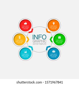 Vector circular infographic diagram, template for business, presentations, web design, 6 options.