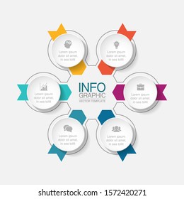 Vector circular infographic diagram, template for business, presentations, web design, 6 options.