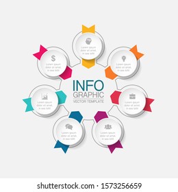 Vector circular infographic diagram, template for business, presentations, web design, 7 options.