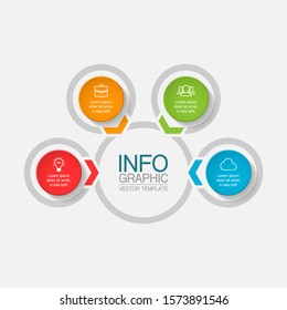 Diagrama de infografía circular vectorial, plantilla para negocios, presentaciones, diseño web, 4 opciones.