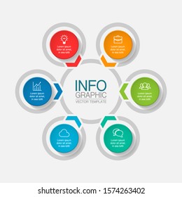 Vector circular infographic diagram, template for business, presentations, web design, 6 options.