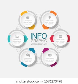 Vector circular infographic diagram, template for business, presentations, web design, 6 options.