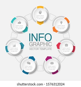 Vector circular infographic diagram, template for business, presentations, web design, 7 options.