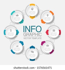 Vector circular infographic diagram, template for business, presentations, web design, 8 options.