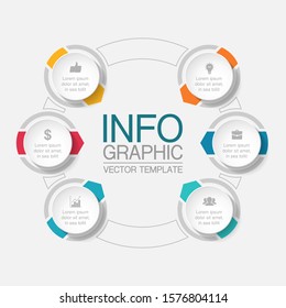 Vector circular infographic diagram, template for business, presentations, web design, 6 options.