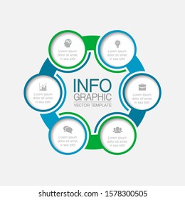 Vector circular infographic diagram, template for business, presentations, web design, 6 options.