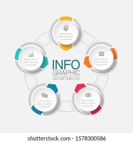 Vector circular infographic diagram, template for business, presentations, web design, 5 options.