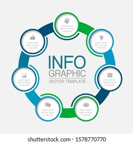 Vector circular infographic diagram, template for business, presentations, web design, 7 options.