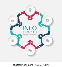Vector circular infographic diagram, template for business, presentations, web design, 6 options.