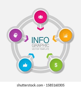 Vector circular infographic diagram, template for business, presentations, web design, 5 options.