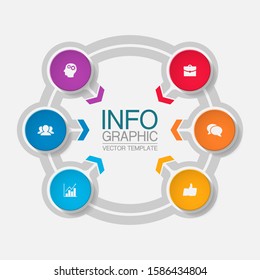 Vector circular infographic diagram, template for business, presentations, web design, 6 options.