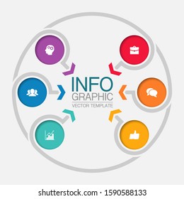 Vector circular infographic diagram, template for business, presentations, web design, 6 options.