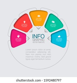 Diagrama infográfico circular vetorial, modelo para negócios, apresentações, web design, 5 opções.