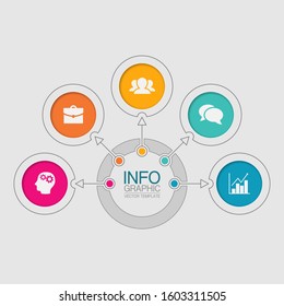 Vector circular infographic diagram, template for business, presentations, web design, 5 options.