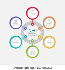 Vector circular infographic diagram, template for business, presentations, web design, 6 options.