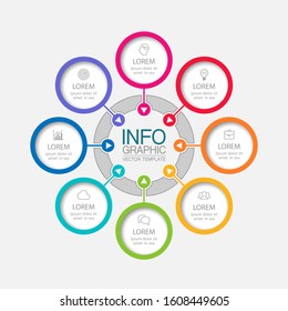 Vector circular infographic diagram, template for business, presentations, web design, 8 options.