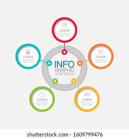 Vector circular infographic diagram, template for business, presentations, web design, 5 options.