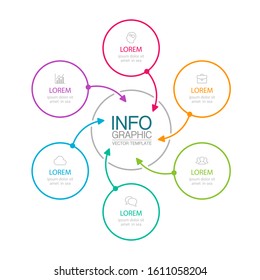 Vector circular infographic diagram, template for business, presentations, web design, 6 options.