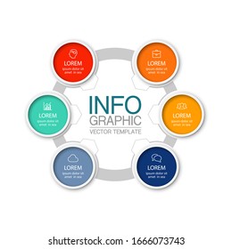 Vector circular infographic diagram, template for business, presentations, web design, 6 options.