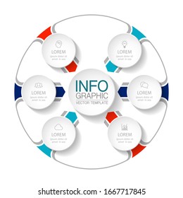 Vector circular infographic diagram, template for business, presentations, web design, 6 options.