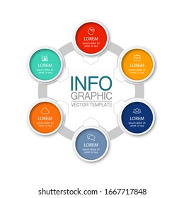 Vector circular infographic diagram, template for business, presentations, web design, 6 options.