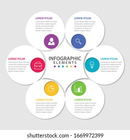 Vector circular infographic diagram, template for business, presentations, web design,6 options.