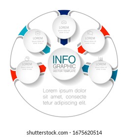 Vector circular infographic diagram, template for business, presentations, web design, 5 options.