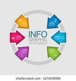 Vector circular infographic diagram, template for business, presentations, web design, 6 options.