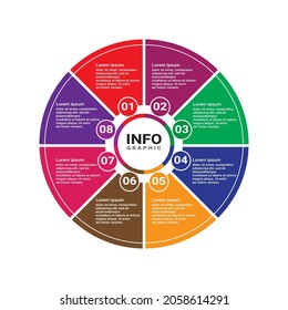Vector circular infographic diagram, template for business, presentation, web design, 8 options.