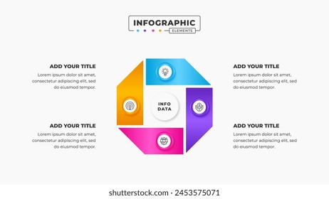 Vector circular infographic presentation design template with 4 steps or options