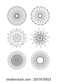 Vector circular isolated  elements of design. Adstract  line art mandala, logo, decoration shape set.