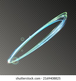 Vector circular light beam isolated on transparent background. Glowing neon light effect. Vector illustration. Glowing ellipse line. lighting png