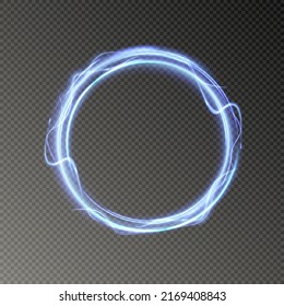 Vector circular light beam isolated on transparent background. Glowing neon light effect. Vector illustration. Glowing ellipse line. lighting png