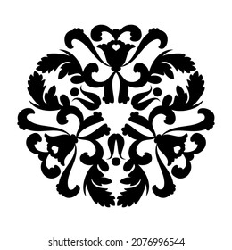 Ornamento de mandala circular vectorial en negro sobre fondo blanco. Para esténcil Tattoo corte láser de marquetería e impresiones.