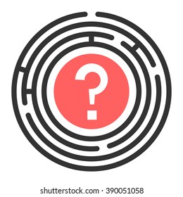 Vector Circular maze with no exit. Round labyrinth. Business concept is Not a Solving problem. Isolated on white background