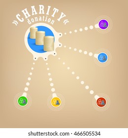 Vector circular object with theme of charity